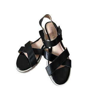 Women's Size 10 CAPRICE Black Leather Sandals